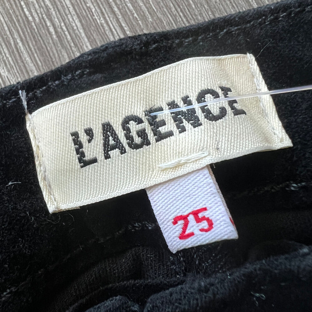 L'Agence Velvet Pants Womens Size 25 With Lace Up Front Black - Picture 2 of 11